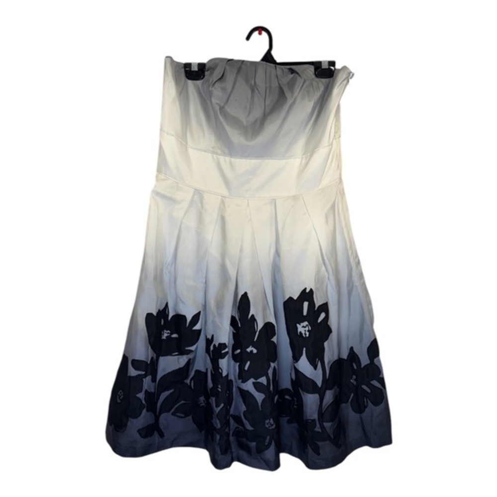 WH/BM Strapless Dress Womens Size 14 Grey Ombre Applique Formal Prom Wedding